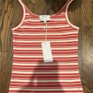 Reformation Red and Pink Striped Tank Top